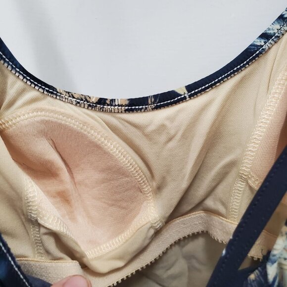 Caribbean Joe Woman's Blue Tropical Landscape One Piece Swimsuit Plus Size 14 - Picture 3 of 7